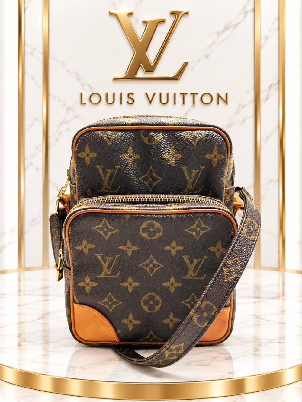 Authentic Louis Vuitton Amazone Monogram Canvas Crossbody Shoulder Bag Vintage